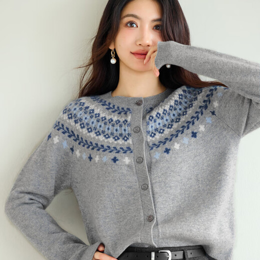 Eifini eifini eifini retro fashionable knitted cardigan 2025 winter new Korean style top gray pre-sale January 17th M