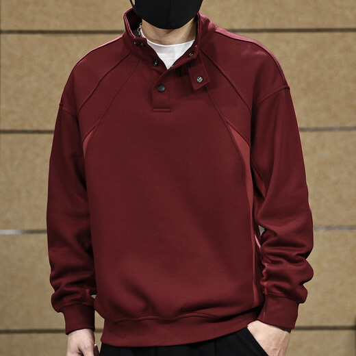 Yilang Cool American Retro Heavy Structure Half-Turtle Collar Sweatshirt Men's Autumn New Trendy Loose Henley Shirt Men's Black M Suitable for 110-130Jin Jin is equal to 0.5 kg