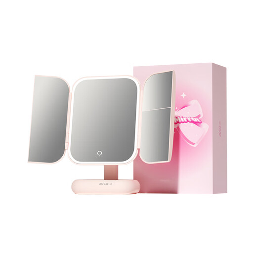 DOCO LAB mirror makeup mirror with light led foldable magnifying makeup mirror dormitory bedroom dressing table desktop large high-definition smart beauty mirror birthday and New Year gift for girlfriend