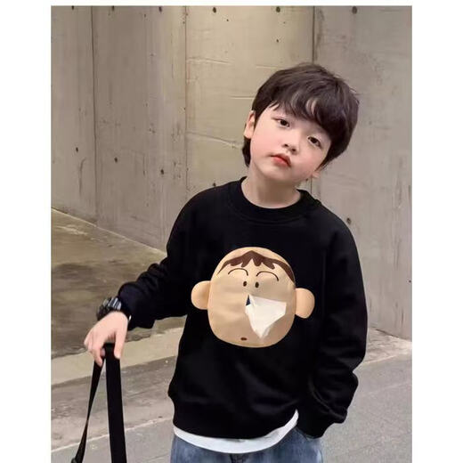 Han Qi Paper Clothes Funny and Interesting Autumn and Winter Clown Fish Paper Long Sleeve Round Neck Sweatshirt Parent-child Clothes for Children Clown Fish#White#No Velvet 110 Children's Clothes