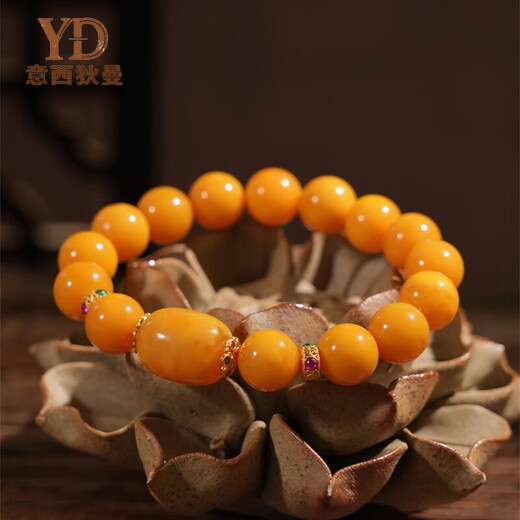 Italian fidelity natural Russian chicken oil yellow beeswax bracelets for women, presbyopic wax jujube beads, men's bracelets, presbyopic wax jujube beads bracelets 11mm