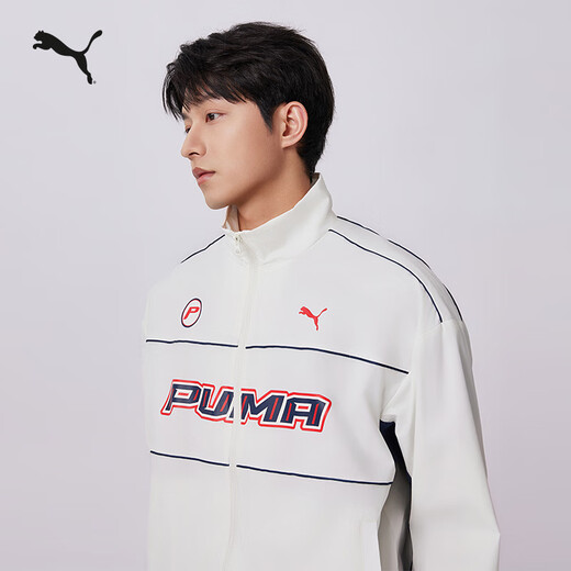 PUMA windproof and water-repellent outdoor loose racing style jacket for men and women couples autumn sports jacket 636308 warm white-57 XS (165/88A)