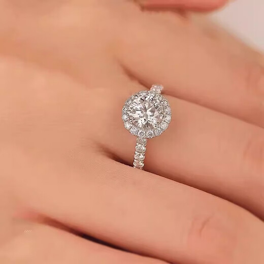 I Do platinum PT950 ring 1 carat diamond ring women's round bag cultivated diamond wedding ring proposal wedding gift for wife and girlfriend round bag-50 points diamond opening adjustable