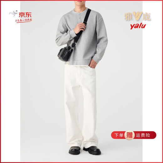 Yalu Henry collar fake two-piece autumn men's sweatshirt 2025 new 320g textured long-sleeved T-shirt men's base layer khaki green XL