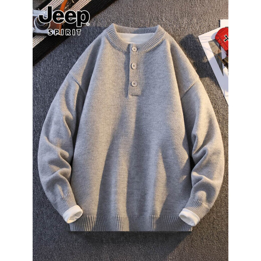 JEEP SPIRIT Jeep red sweater men's 2025 autumn and winter new casual Henry collar animal year bottoming sweater for men 76313 red 4XL 171-200Jin Jin equals 0.5 kg
