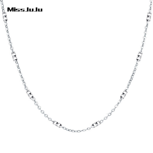 Miss JuJupt950 platinum necklace for women, platinum intercolumn O-shaped chain, diamond-shaped bamboo section with pendant plain chain, weight 3.3-3.5g, length 45cm, thickness about 1.3mm