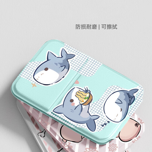 Princess and Prince Mirror Super Cute Mini Leather Mirror with Comb Folding Portable Makeup Mirror for Girls and Boys LED Portable Folding Makeup Mirror Must-Have for National Day Travel Shark Green + Small Comb