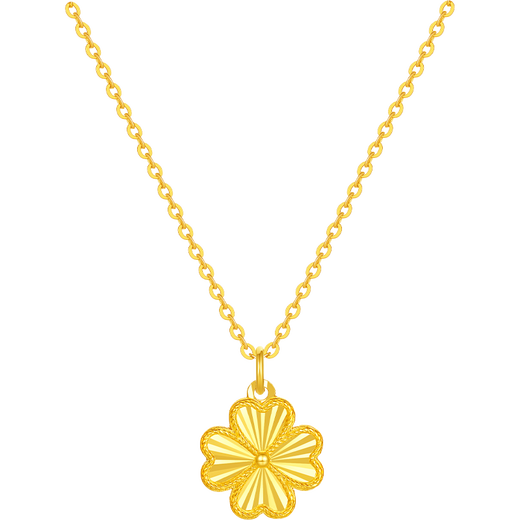 Saturday blessing four-leaf clover gold necklace women's gold pendant birthday gift price A0615180 about 2.8g