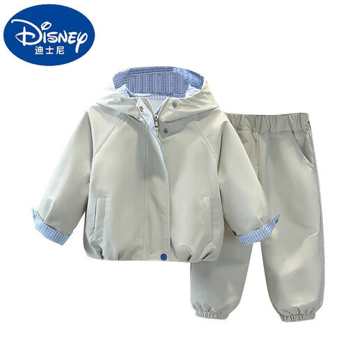 Disney children's clothing boys' suit 2025 new children's Korean casual spring and autumn clothing baby fashionable spring two-piece set beige color 90 cm