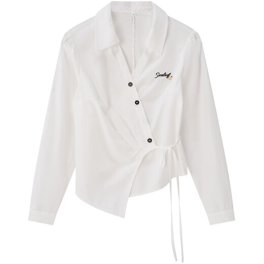 IEF/Aiyifu Exclusive for little people 2025 new autumn Korean style commuting style versatile shirt white M