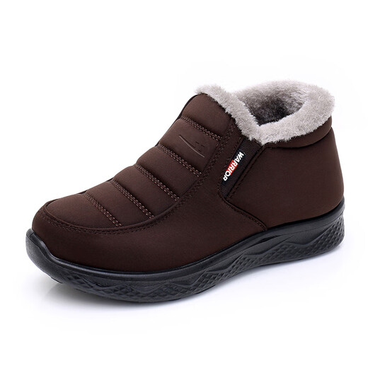 Huili old Beijing cloth shoes mother's shoes winter cotton shoes plus velvet non-slip warm old middle-aged women's shoes 1045 brown 38