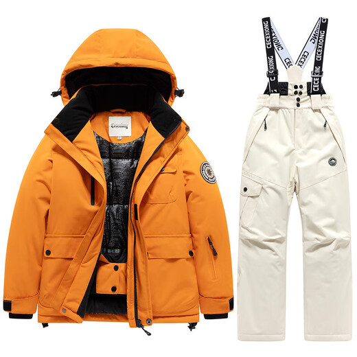 Bantang Jinse Ski Suit Cross-border Winter Children's Suit Boys Warm Waterproof Windproof One-piece Girls Ski Bibs Bubble Powder Suit M 8 Size (Recommended Height 113-125_C)