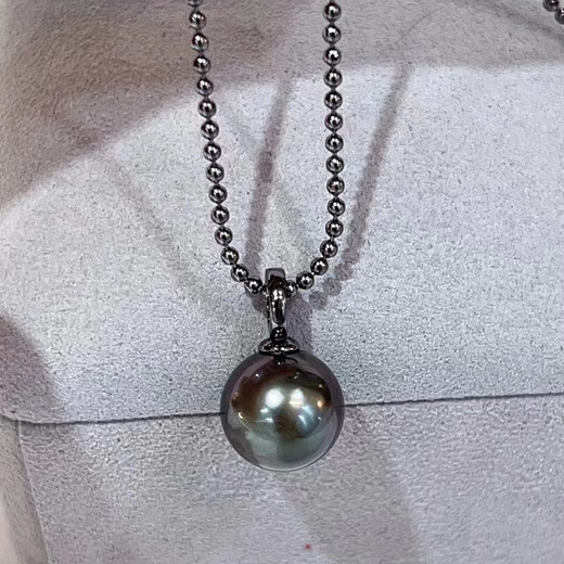 Reza genuine black gold series necklace pendant buckle Tahitian black pearl fashion round certificate dark Tahiti 10-11mm