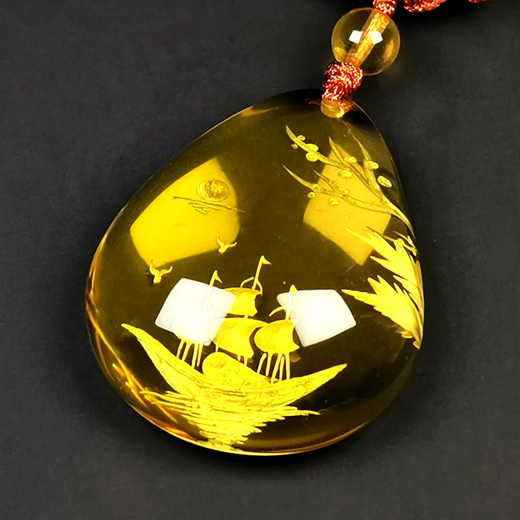 Amber School, one object, one picture, one certificate, gold amber pendant, natural amber, men's and women's necklaces, sweater necklaces, carved sailboats, beeswax pendant, 6.71g, 33*27*12mm