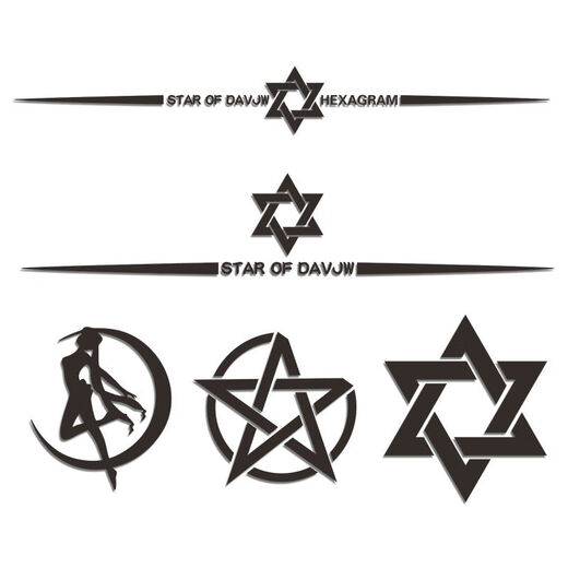 Litian six-pointed star car stickers car modification front and rear windshield personalized decoration creative body pull-up fuel tank cover stickers six-pointed star A style black 65cm