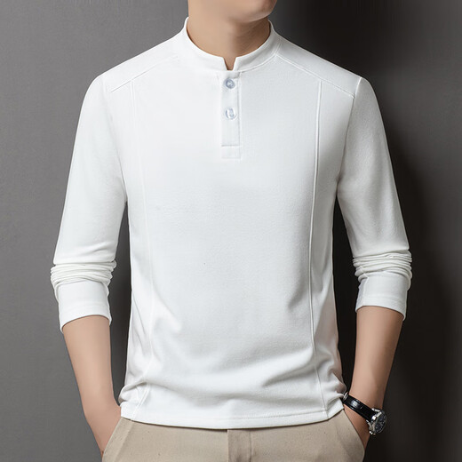 GOLDLION G+ goldlion broken code 2026 autumn and winter double-sided German velvet bottoming shirt men's Henry collar trendy versatile long-sleeved warm shirt blue gray M