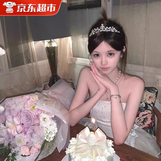 Half crystal princess crown tiara for female eighteenth birthday bride crown goddess high-end headband children's props flash diamond zircon crown