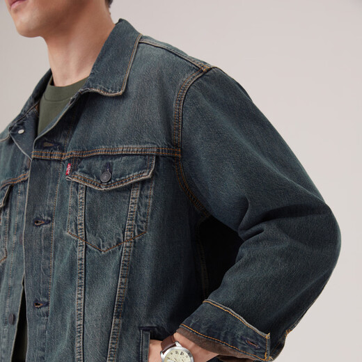 Levi's Levi's 25th Autumn and Winter New Men's American Retro Washed and Distressed Casual Denim Jacket Medium Blue XL