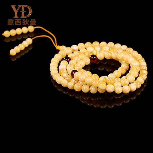 Italian natural Russian material white flower beeswax bracelet 108 beads collection grade 7A multi-circle amber bracelet for men and women with certificate, diameter 6+mm, hand circumference 14,15