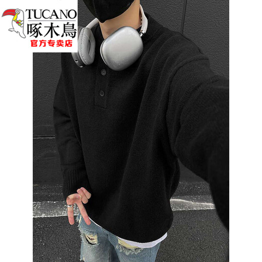 Woodpecker (TUCANO) gray American Henry collar sweater men's early autumn lazy style bottoming sweater cleanfit inner layer light gray Henry collar M