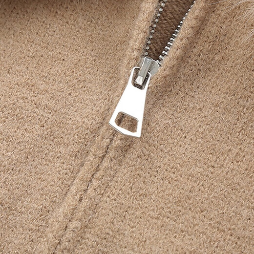 CHOCOOLATE it Women's White Fur Collar Double Zipper Sheep Wool Knitted Cardigan Sweater Women Winter New Short Jacket Women Yellow One Size