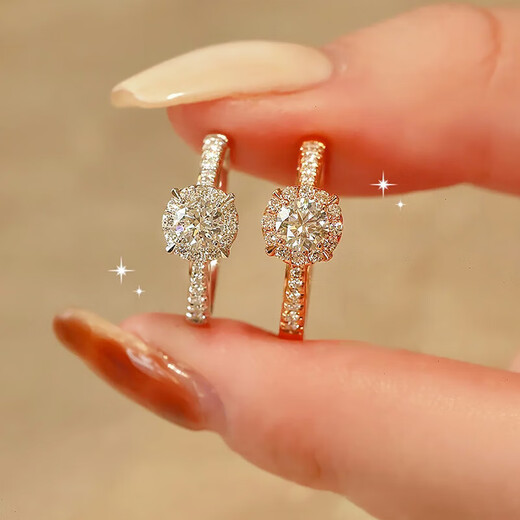 Pt950 platinum <courtesy> moissanite diamond ring for women platinum personality true closed niche design sense wedding platinum No. 8 (47-48mm) - light luxury style