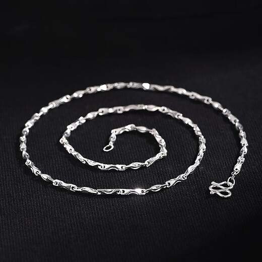 Yuanbao chain full silver necklace men's solid clavicle chain S999 sterling silver birthday gift for boyfriend and husband's birthday Yuanbao chain length 50cm 20g original gift box