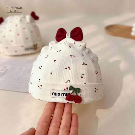 Шапочка для плода из чистого хлопка для новорожденных, тонкая детская шапочка на весну и осень с бантом в горошек, бескостная шапочка для головы ребенка и родничка, рекомендуется для детей 0–6 месяцев (высокая эластичность).