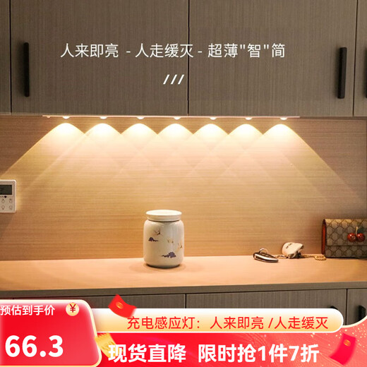 ZT (ZT) human body sensor lamp with smart wine cabinet, one lamp, three-color entrance sensor lamp, wireless LED rechargeable cat eye lamp 80CM, always on + human body sensor + dimming color