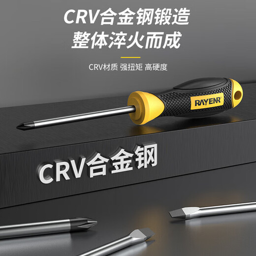 Screwdriver set, strong magnetic cross, 2 pieces, 6*100mm flat-blade screwdriver, household repair tool set, 6*100, 6*100, cross, screwdriver, two pieces