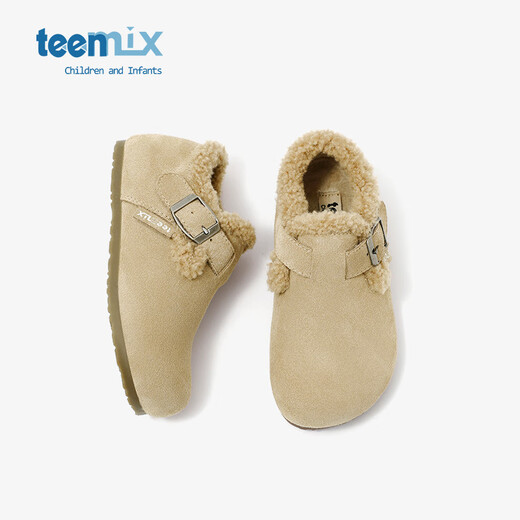 TEENMIX TEENMIX girls' cotton shoes winter new children's plus velvet warm Birkenstock shoes boys' soft-soled non-slip baby cotton boots