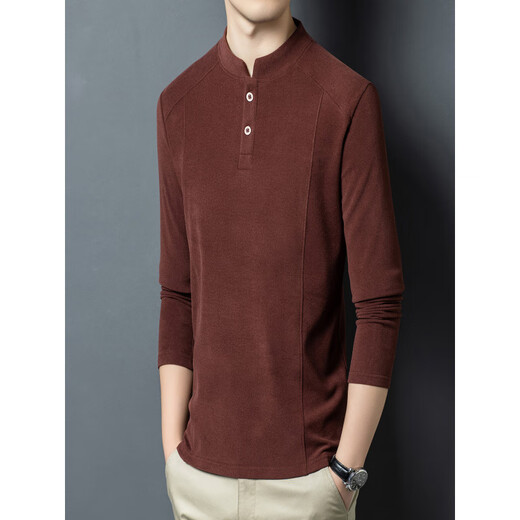 SHXI Xialuo light luxury brand men's clothing 2025 autumn and winter double-sided German velvet bottoming shirt men's Henry collar versatile long-sleeved sweatshirt black M 165 suitable for 90-115 Jin Jin equals 0.5 kg