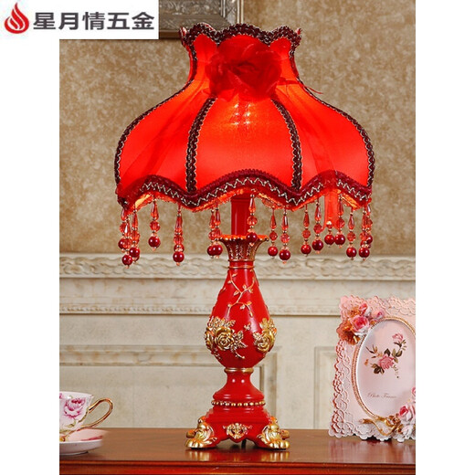 XMSJ Estilo europeo Descripción de bodas Lámpara de escritorio de novia Luces de boda Bedside Bes Baring Red dormitorio Romántico Rose Long Life Dotry Rose Lampside (Modelo 9928 Rojo) Interruptor de control remoto