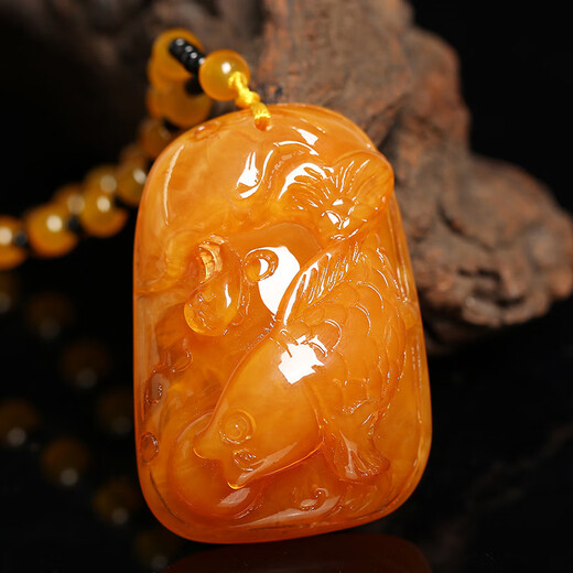 Fat Donglai's same style beeswax necklace old beeswax pendant sweater chain chain D type/Ruyi gourd (old beeswax chain chain type)