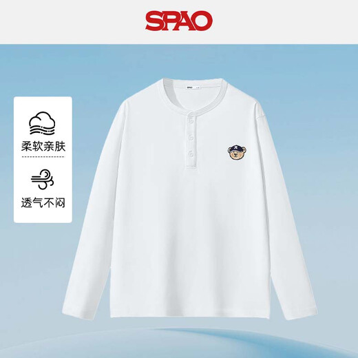 SPAO retro Henry collar long-sleeved T-shirt for men and women 2025 autumn bottoming shirt slightly wide off-shoulder top SPCX25ST05XY