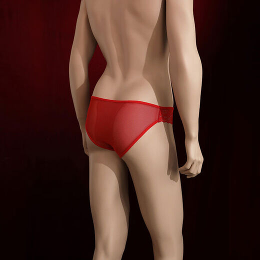 Men's open crotchless lace underwear, sexy pure desire, hot special briefs shorts, thong underwear for men, white, one size fits all