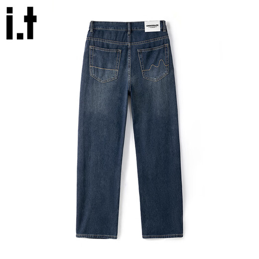 CHOCOOLATEit American retro jeans men's new winter straight loose wide-leg casual pants blue plus velvet 31