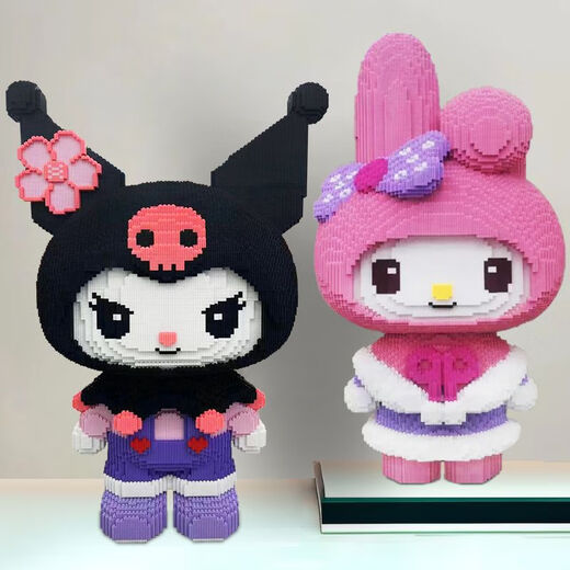 Shantou Lincun Kurome building blocks toy children's puzzle Sanrio Melody small particle assembly birthday gift blue overalls violent bear_ Collection will give you a hammer