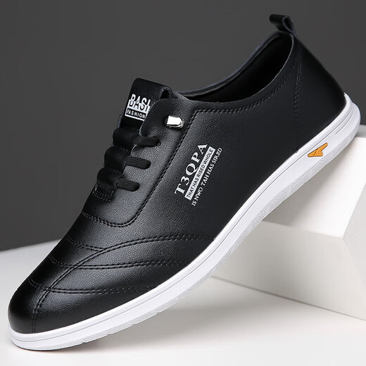 Autumn and winter casual leather shoes men's shoes soft sole men's business casual shoes one-foot-tight lightweight beanie shoes white shoes white 9173 42