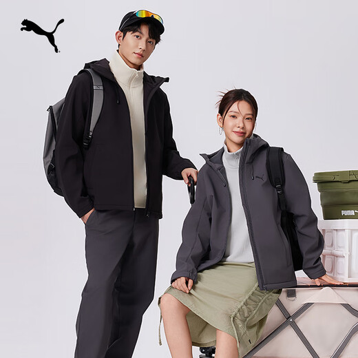 PUMA water-repellent velvet warm sports jacket for men and women, new autumn and winter casual jacket for couples 694687 Black-01 M (175/96A)