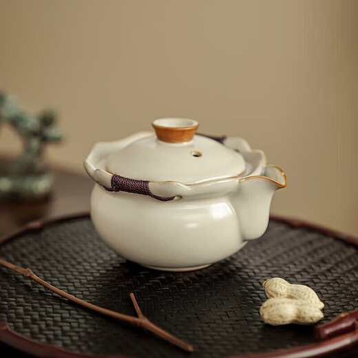 Qixuanyuan Ru kiln teapot hand-caught pot ceramic Kung Fu tea set household light luxury high-end non-hot Kung Fu teapot cover bowl