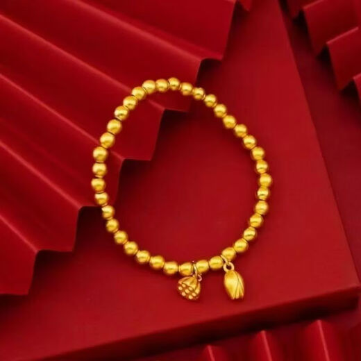 KZD Old Phoenix 999 Ancient Method Inheritance Bracelet Two Generations Happy Lotus Pendant Gold Beads Pure Gold Smooth Gold Silver Bracelet Bracelet Gold Bean Lotus Bracelet 1 piece