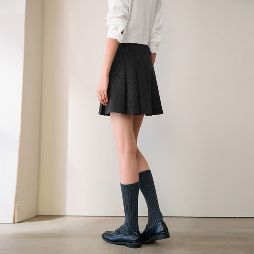 Eveli (eifini) Eveli high-quality wool pleated skirt short skirt slimming A-line skirt women's 2025 autumn new style floral gray short style S 80-100Jin Jin is equal to 0.5 kg