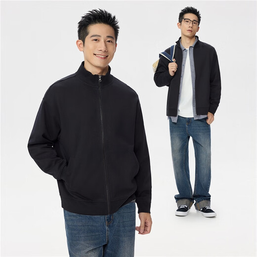 Giordano casual jacket men's spring new double-sided cloth loose stand-up collar zipper sweatshirt jacket for men 01075851