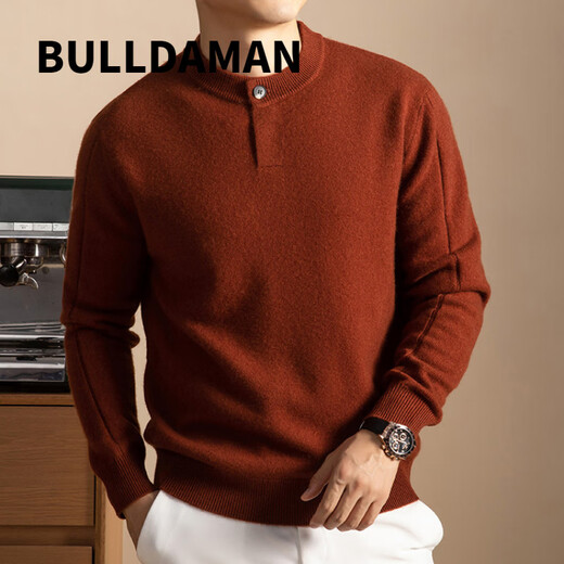 BULLDAMAN old money style Henry bottoming shirt for men 2025 winter new casual fashion basic version sweater solid color sweater black M