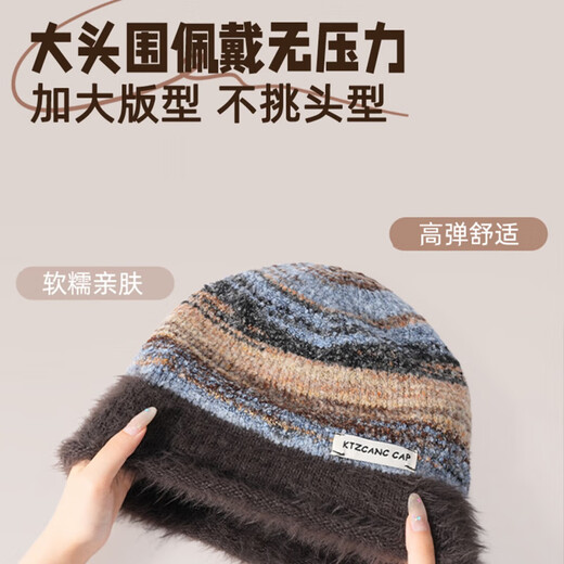 RICH YOUR HOME German quality woolen hat knitted pile hat cold hat autumn and winter women's retro plush thick hat winter windproof winter dark brown color one size (suitable for the head circumference)