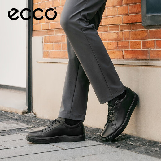 ECCO's 25th Autumn New Cowhide Light Luxury Classic Casual Sneakers Rouku 60th Anniversary 525464 Black 41