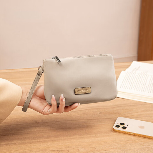 Leif Ankora red new style women's hand wallet small bag intellectual elegant simple wrist mobile phone bag gift milk tea apricot-can hold iPhone14