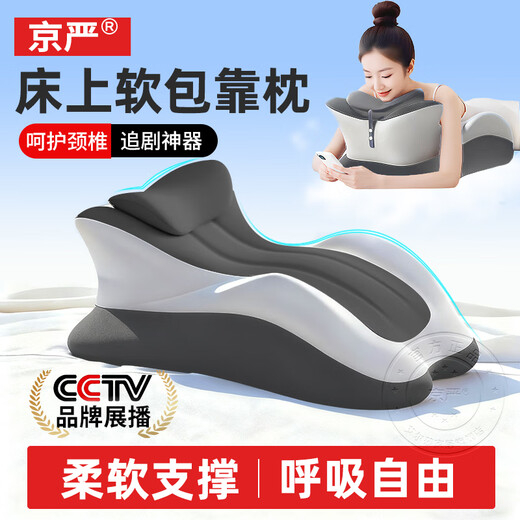 Jingyan Bed Sleeping Pillow Multifunctional Pillow Head and Back Cushion Soft Pack for Playing with Cell Phones Magic Pillow Sleeping Mat Upgraded with Headrest Double Gray Color Matching Care for the Cervical Vertebra Contains Pillow Core Soft Support丨Soothes the Neck丨Does Not Pressure the Chest