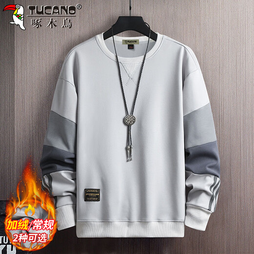 Woodpecker (TUCANO) sweatshirt men's autumn and winter men's loose round neck casual long-sleeved T-shirt men's tops jacket light gray XL